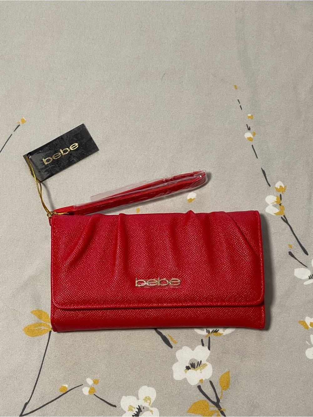 bebe Red Wristlet Clutch
